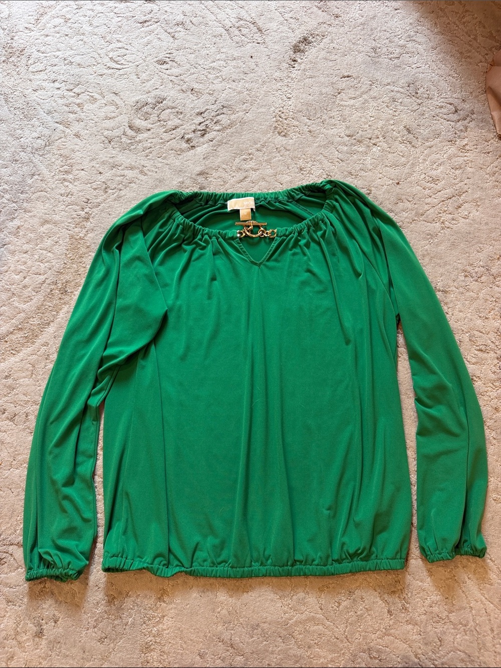 MICHAEL Michael Kors Emerald Green Long-Sleeve Blouson Top